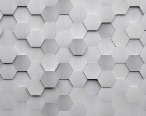 Origin Murals Metal Hexagons Silver Mural