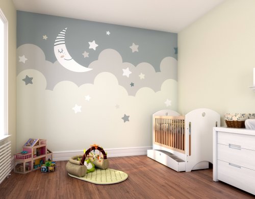 Origin Murals Nighttime Children's Sky Dove Grey Mural Room