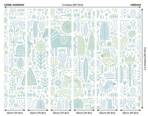 Origin Murals Scandi Forest Animals Blush Pink & Grey Mural Panels