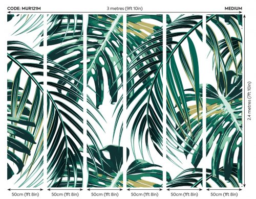 Origin Murals Tropical Leaves Emerald Mural Panels