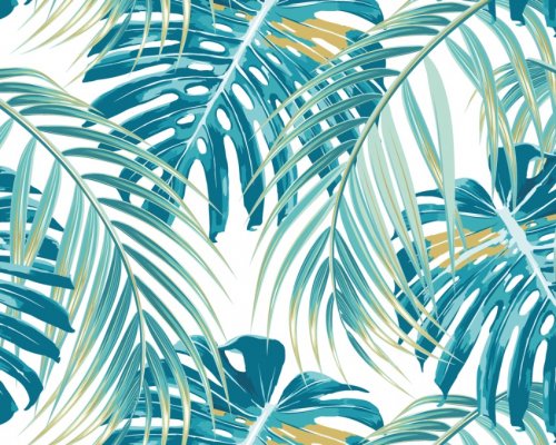 Origin Murals Tropical Leaves Teal Mural