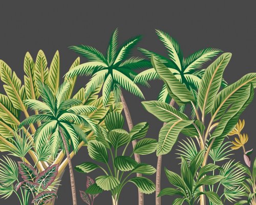 Origin Murals Tropical Palm Trees Black Mural