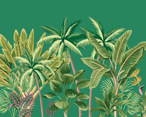 Origin Murals Tropical Palm Trees Green Mural