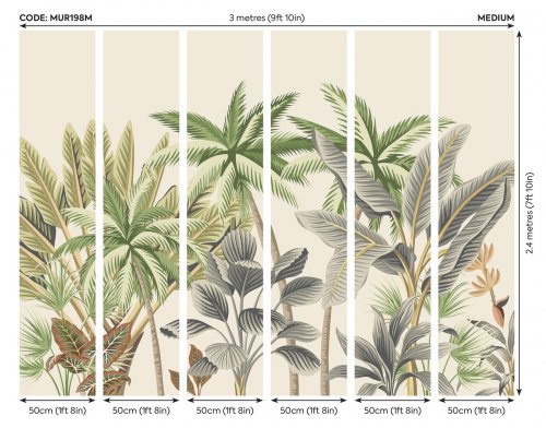 Origin Murals Tropical Palm Leaves Natural Mural Panels