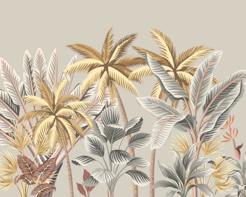 Origin Murals Tropical Palm Leaves Grey Mural