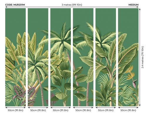 Origin Murals Tropical Palm Trees Green Mural Panels