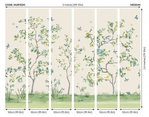 Origin Oriental Flower Tree Natural Mural Panels