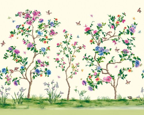 Origin Oriental Flower Tree Cream Mural