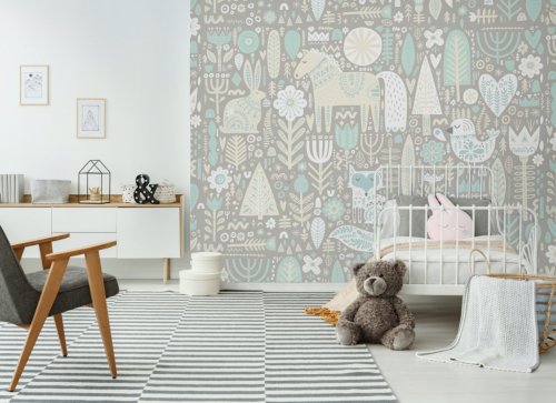 Origin Murals Scandi Forest Warm Grey Mural Room