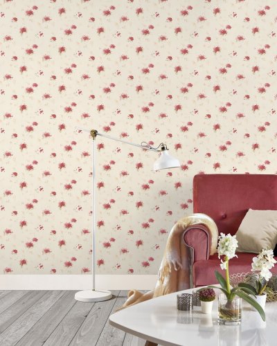 Galerie Pretty Prints Hortensia Trail Cream / Red / Yellow /Green / Ochre Wallpaper Room