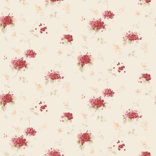 Galerie Pretty Prints Hortensia Trail Cream / Red / Yellow /Green / Ochre Wallpaper