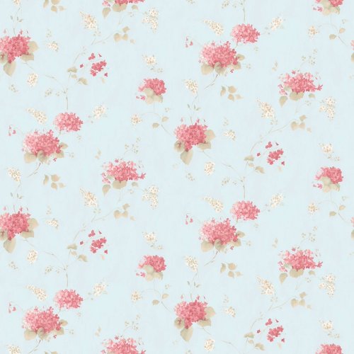 Galerie Pretty Prints Hortensia Trail Teal & Pink Wallpaper