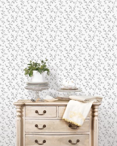 Galerie Pretty Prints Alison's Trail Grey & Black Wallpaper Room
