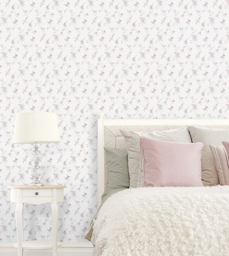 Galerie Pretty Prints Ivy Trail Pink / Grey / Beige Wallpaper Room