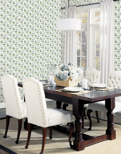 Galerie Pretty Prints Mini Rose White / Purple / Turquoise / Green Wallpaper Room