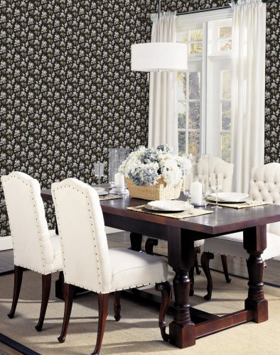 Galerie Pretty Prints Mini Rose Black / Grey / Olive Wallpaper Room