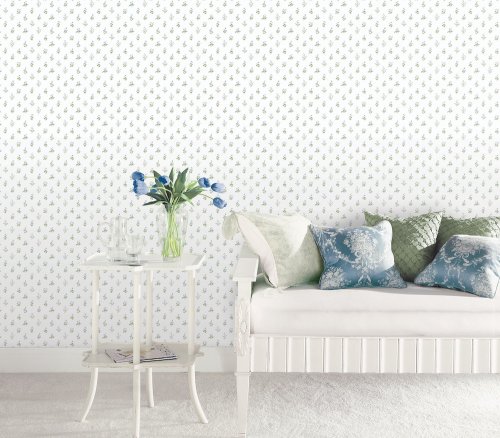 Galerie Pretty Prints Mini Garden Spot Blue & Green Wallpaper Room