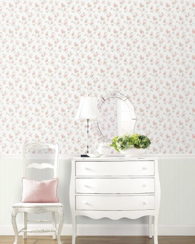 Galerie Pretty Prints Mini Rose Trail Blue / Pink / Green Wallpaper Room