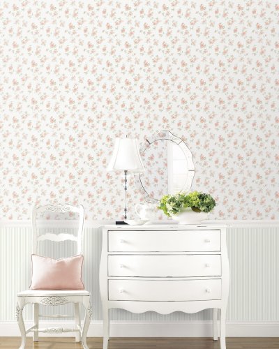 Galerie Pretty Prints Mini Rose Trail Pink / Turquoise / Green Wallpaper Room