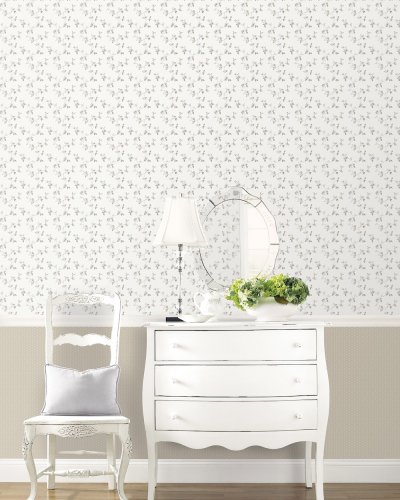 Galerie Pretty Prints Mini Garden Spot Blue / Beige / Grey Wallpaper Room