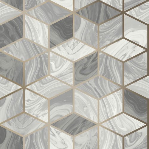 Rasch Marble Geo Grey Wallpaper 248975