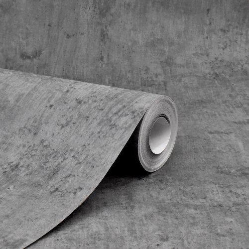 Rasch Industrial Concrete Wall Charcoal Wallpaper