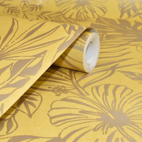 Rasch Jungle Leaf Ochre Wallpaper