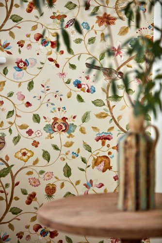 Sanderson Arils Garden Teal & Russet Wallpaper Room