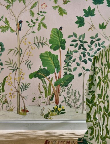 Sanderson Sycamore & Oak Botanical Green Mural Room