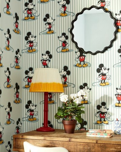 Sanderson Mickey Stripe Sea Salt Wallpaper Room