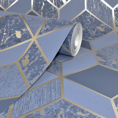 Superfresco Vittorio Geo Navy Gold Wallpaper