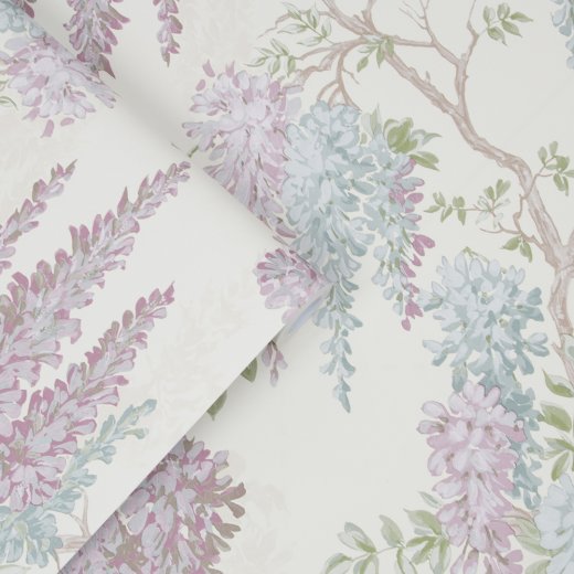 Laura Ashley Wisteria Garden Pale Iris Wallpaper 113356 Allen Braithwaite