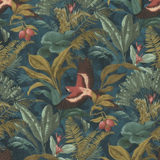 Grandeco Amazon Botanical Blue Wallpaper