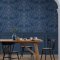 Laura Ashley Silchester Midnight Seaspray Blue Wallpaper Room
