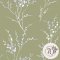 Elegant pussy willow design on Moss Green Wallpaper