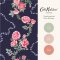 Cath Kidston Rose Flutter Navy wallpaper shown with coordinating paint colours for styling