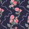 Cath Kidston Rose Flutter Navy wallpaper flat image, floral rose and frill design on navy blue background
