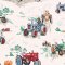 Cath Kidston Tractor Multi Wallpaper pattern with animals driving vintage tractors