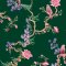 Cath Kidston Birds & Berries Emerald wallpaper, vibrant pink florals on emerald green background