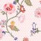 Cath Kidston Catnip Pink Wallpaper styled in a light pastel room with floral and cat motifs