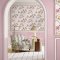 Cath Kidston Catnip Neutral Wallpaper styled on a neutral wall with floral cat design