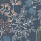 Superfresco Easy Richmond Navy Wallpaper flat image showing white and coral leaf pattern on a dark blue background.