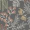 Superfresco Easy Richmond Noir Wallpaper flat image showing embroidered-style florals in blush, mustard and sage on a deep charcoal base.