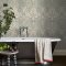 Room styled with Dove & Rose Spring Garden wallpaper in a calm, nature-inspired setting