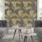 Belgravia Decor Allessia Leaf Gold and Gunmetal Wallpaper GB214