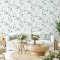 Galerie Flora Eucalyptus White & Green Wallpaper Room