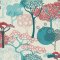 Rasch Amazing Abstract Woodland Teal and Pink Wallpaper 539950