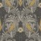 Galerie Bird Scroll Charcoal/Grey/Yellow Wallpaper