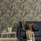 Galerie Acanthus Garden Midnight Blue/Beige Wallpaper Room