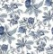 Cecilia Blue wallpaper flat pattern with indigo botanical fruits and leaves
